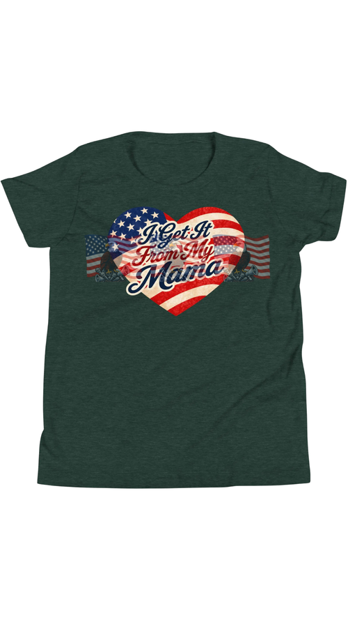 I Get It From My Mama — Kids Patriotic American Flag Tee | Matching Mama Gift